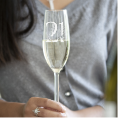 Hampers and Gifts to the UK - Send the Personalised Floral Milestone Birthday Champagne Glass
